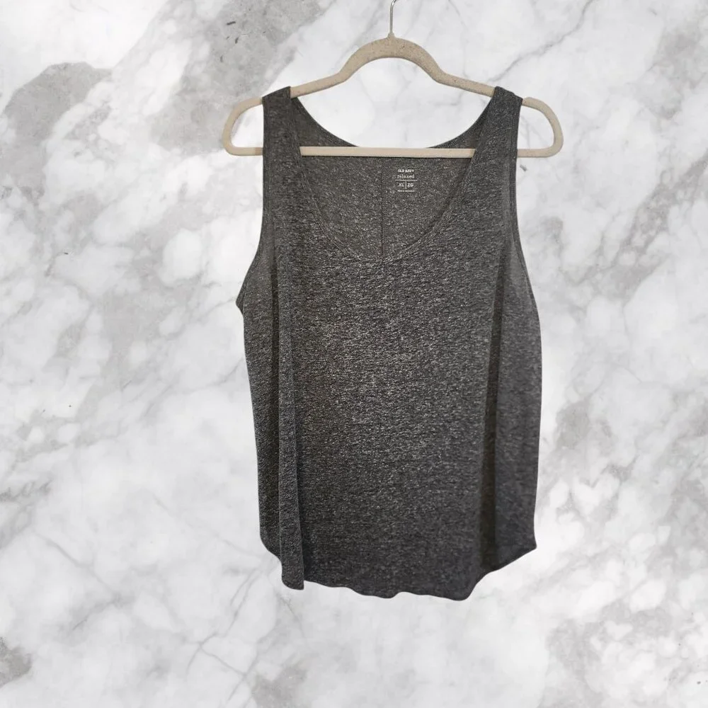 Old Navy Women's Relaxed Fit Dark Gray Heathered Tank Top Size XL
